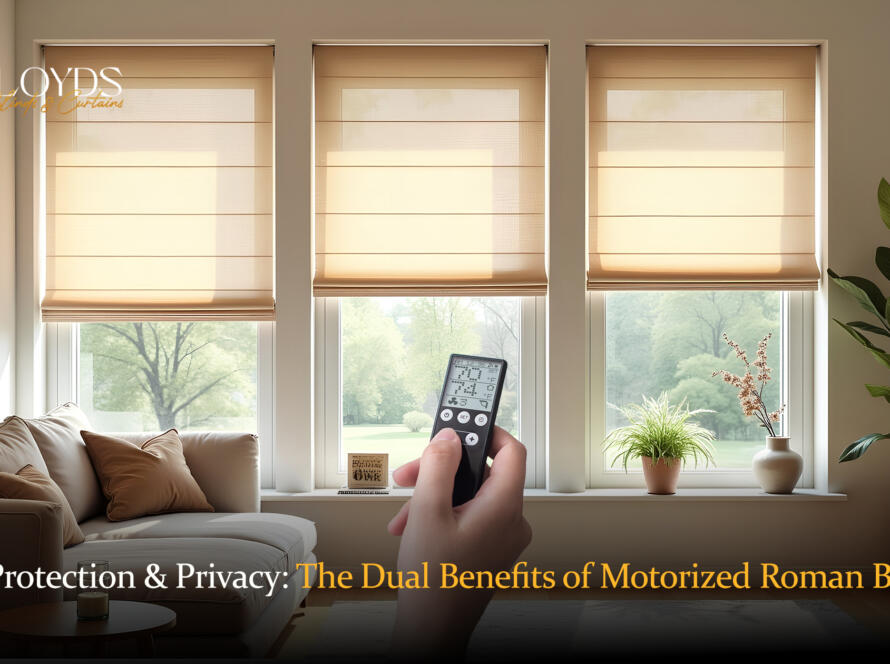 uv protected motorized roman blinds dubai